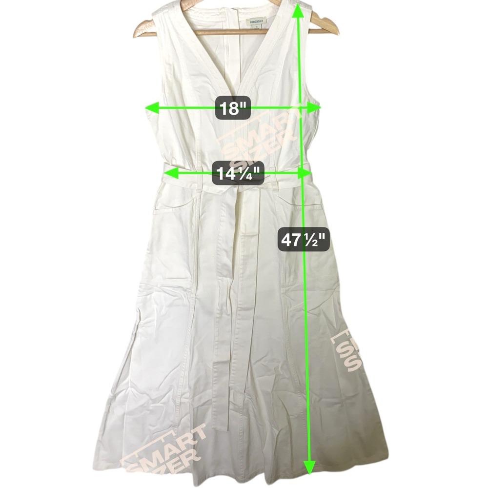 Sundance‎ Poppy Denim Dress 4 White Western Coastal Cowgirl Casual Chic Cottage - Picture 4 of 9